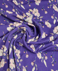 Viscose Plissé Jersey Flowery Purple