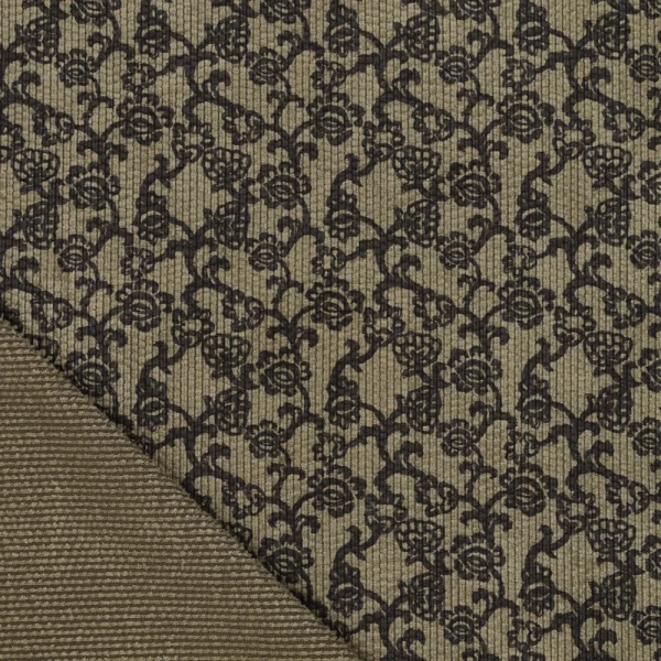 Corduroy Stretch Flowers Green