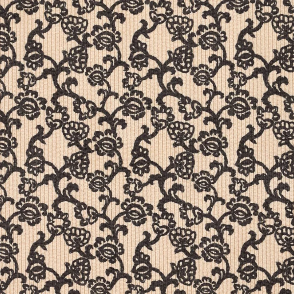 Corduroy Stretch Flowers Beige