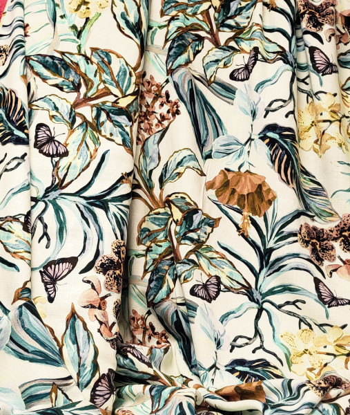 Viscose Linnen Nature Leaves