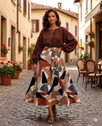 Viscose Graphic Brown