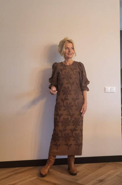 Suede Embroidery Brown  1